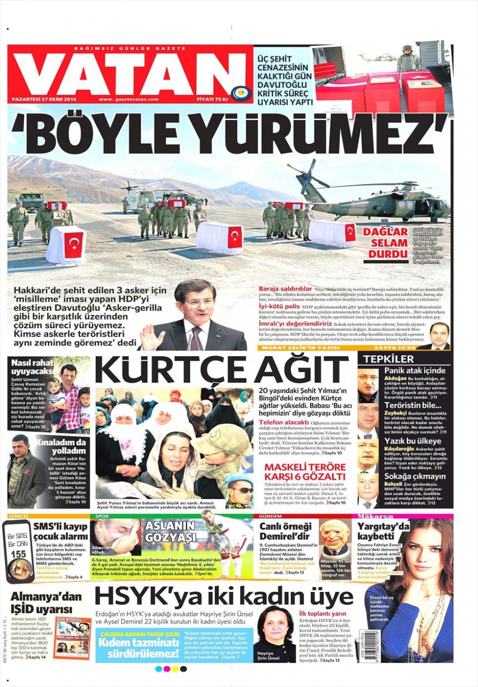 27 Ekim 2014 gazete manşetleri 21
