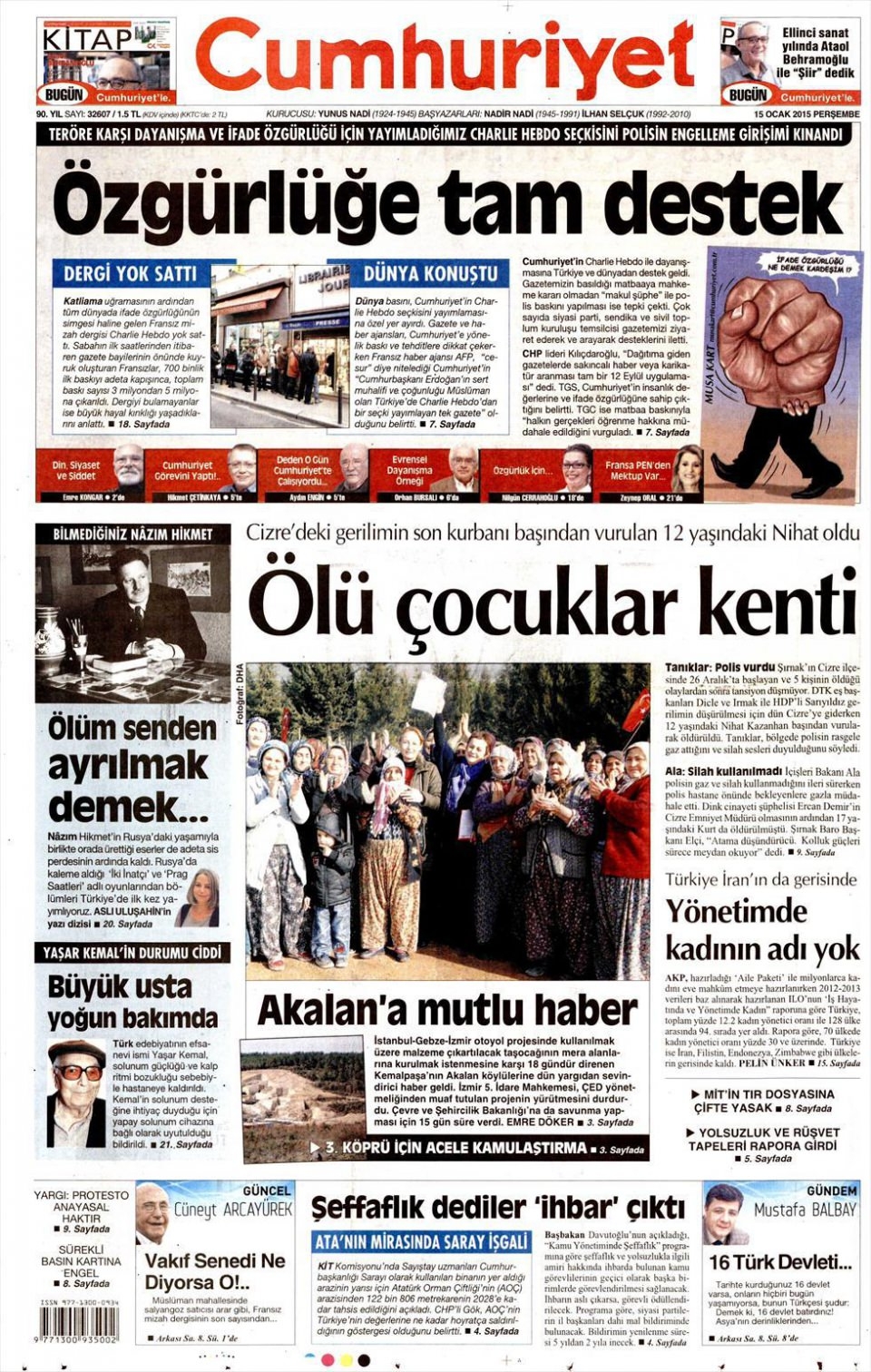 15 Ocak 2015 gazete manşetleri 4
