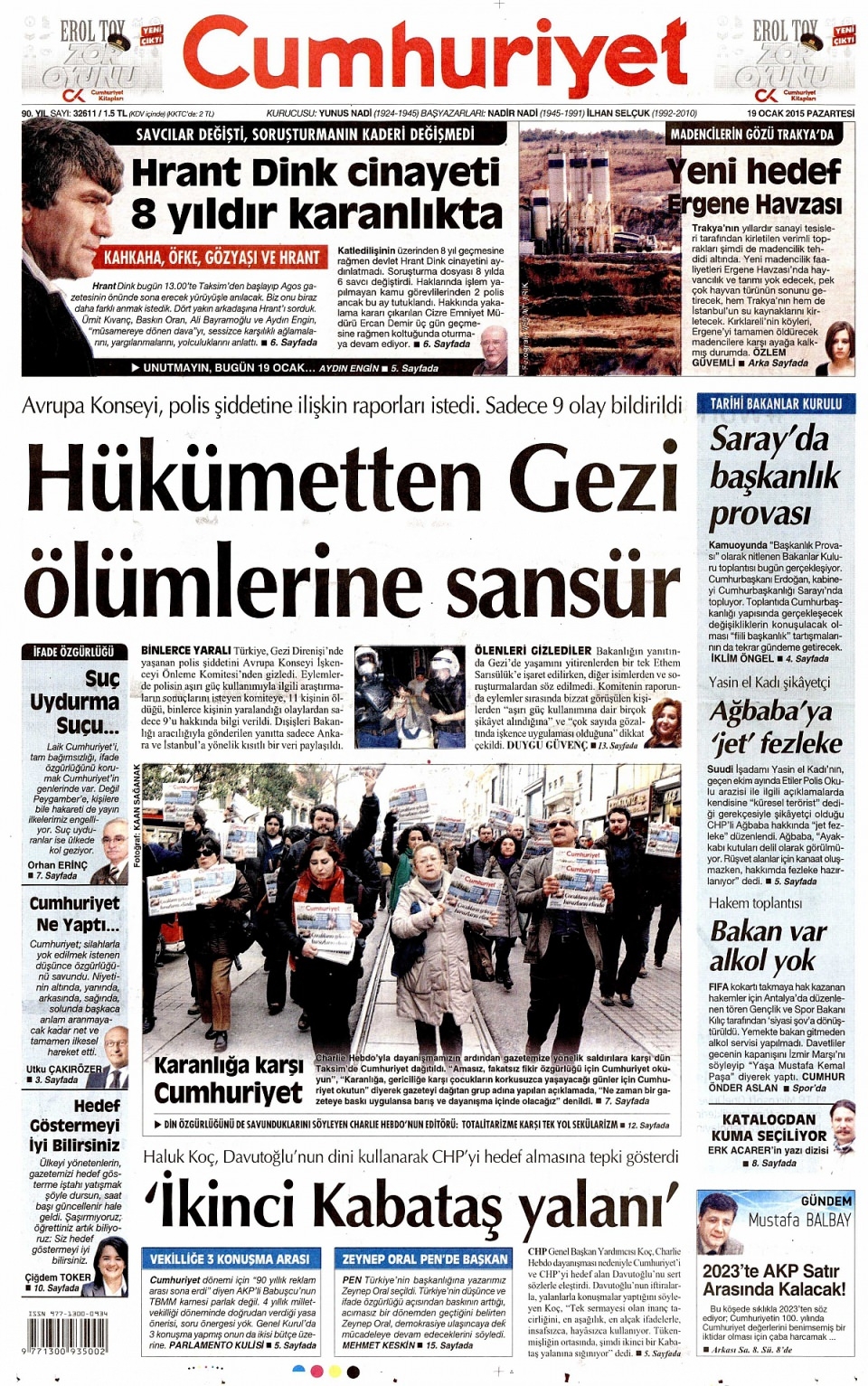 19 Ocak 2015 gazete manşetleri 3