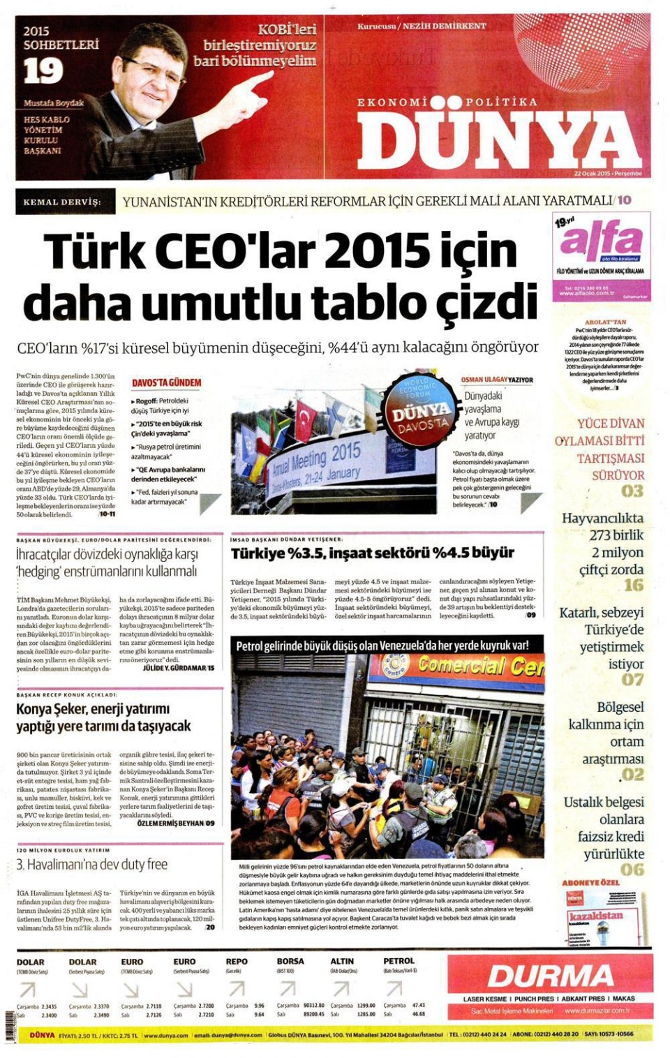 22 Ocak 2015 gazete manşetleri 30