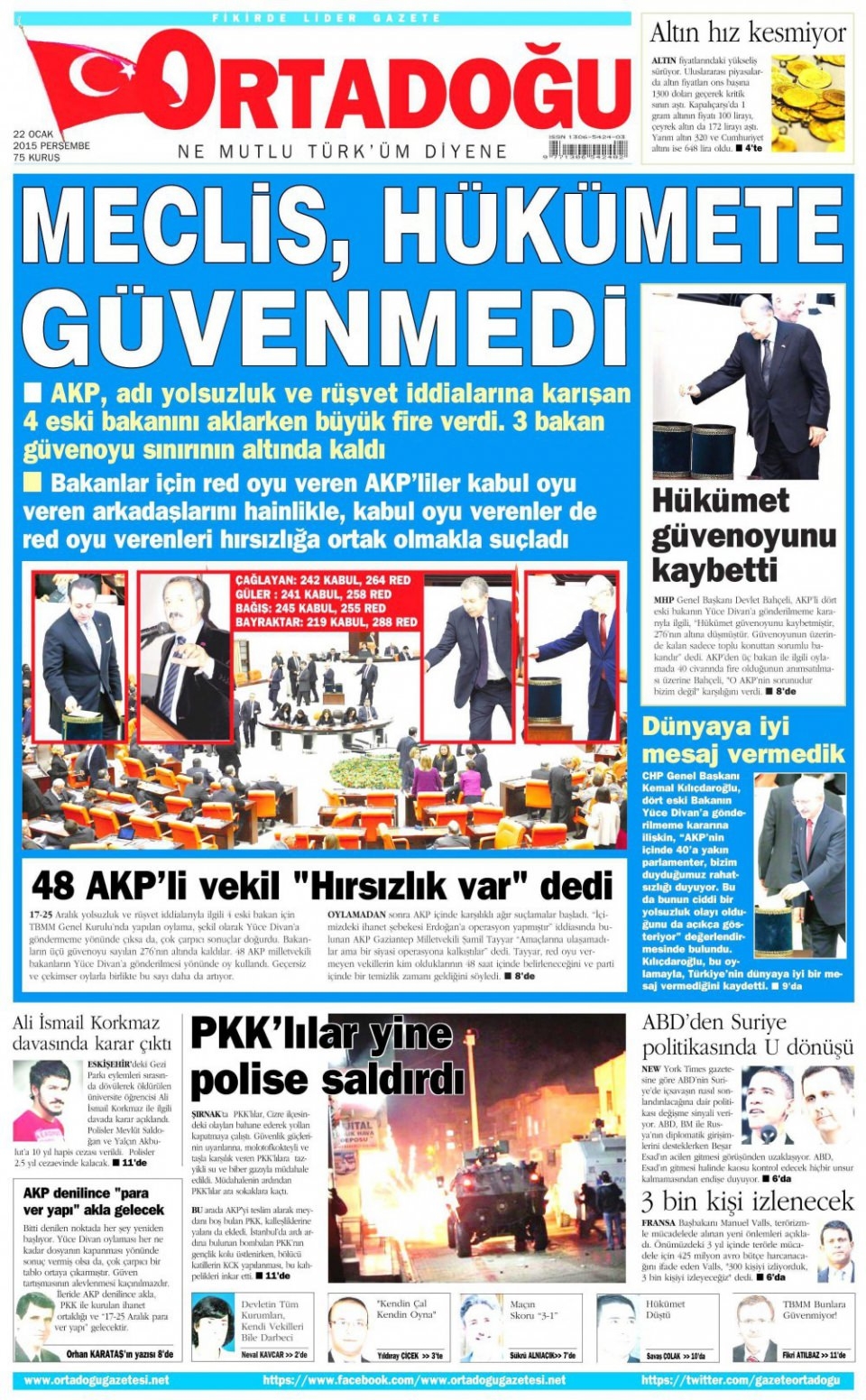 22 Ocak 2015 gazete manşetleri 8