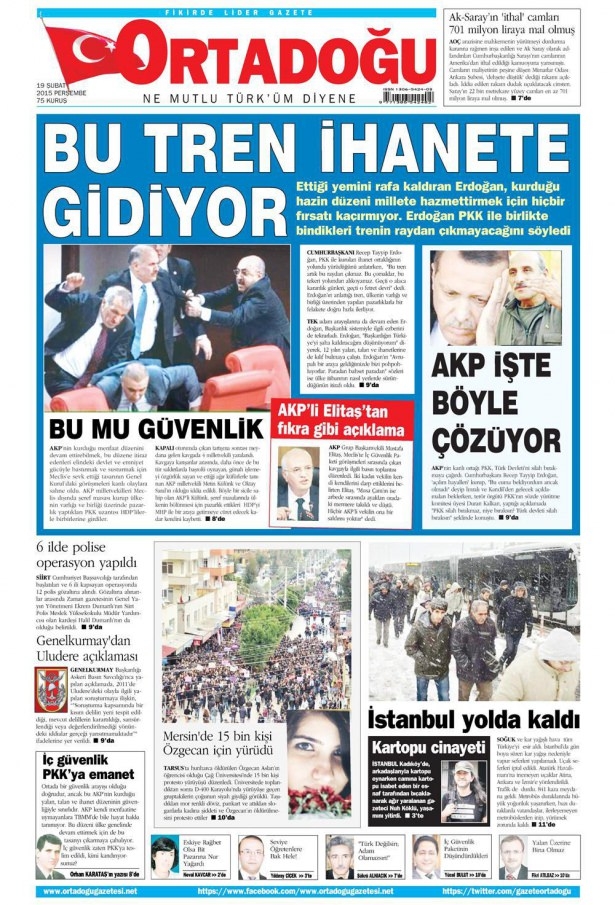 19  Şubat 2015 gazete manşetleri 8