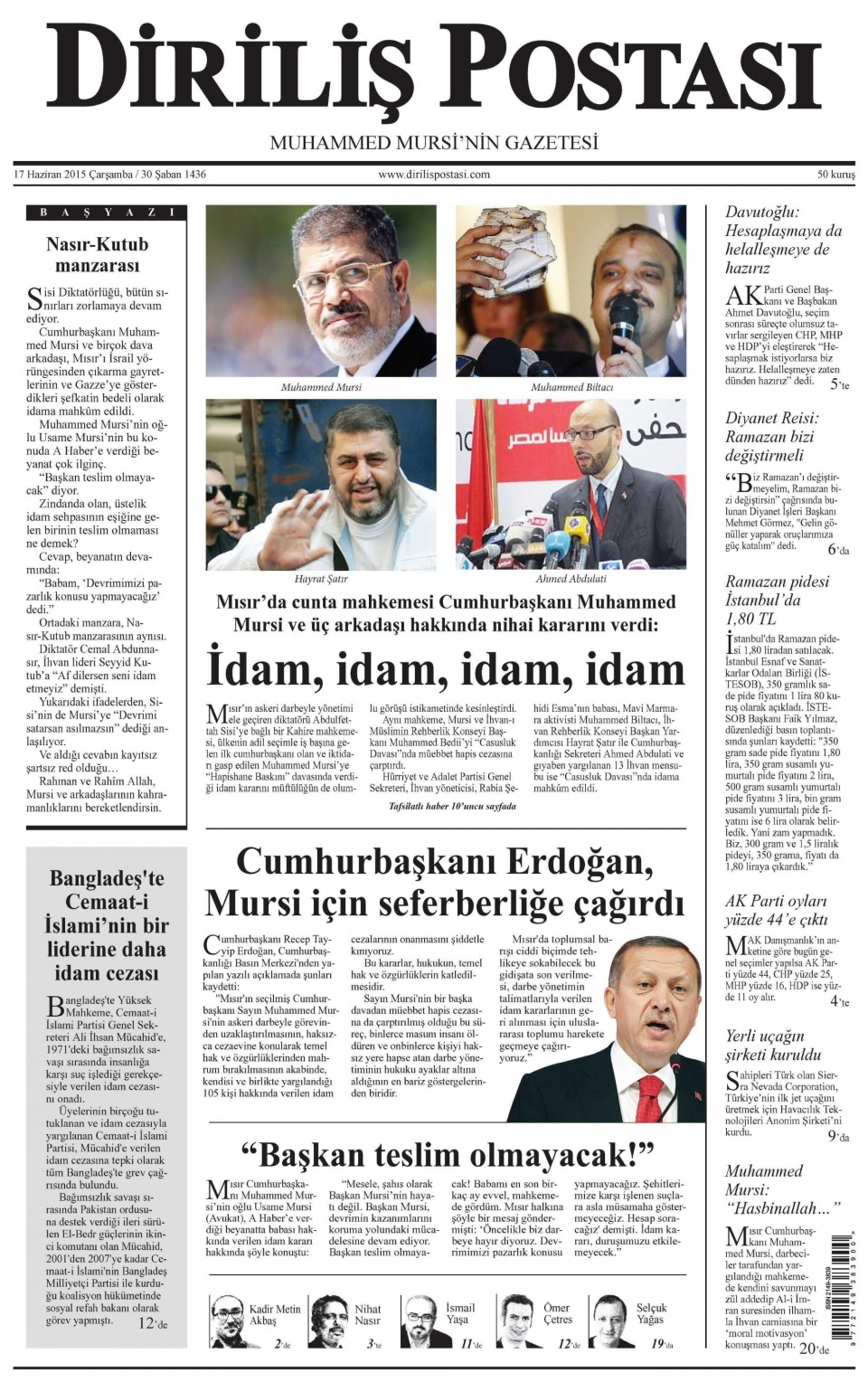 17 Haziran 2015 gazete manşetleri 4