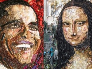 Çöp ve  düğmeden Obama ve Mona Lisa