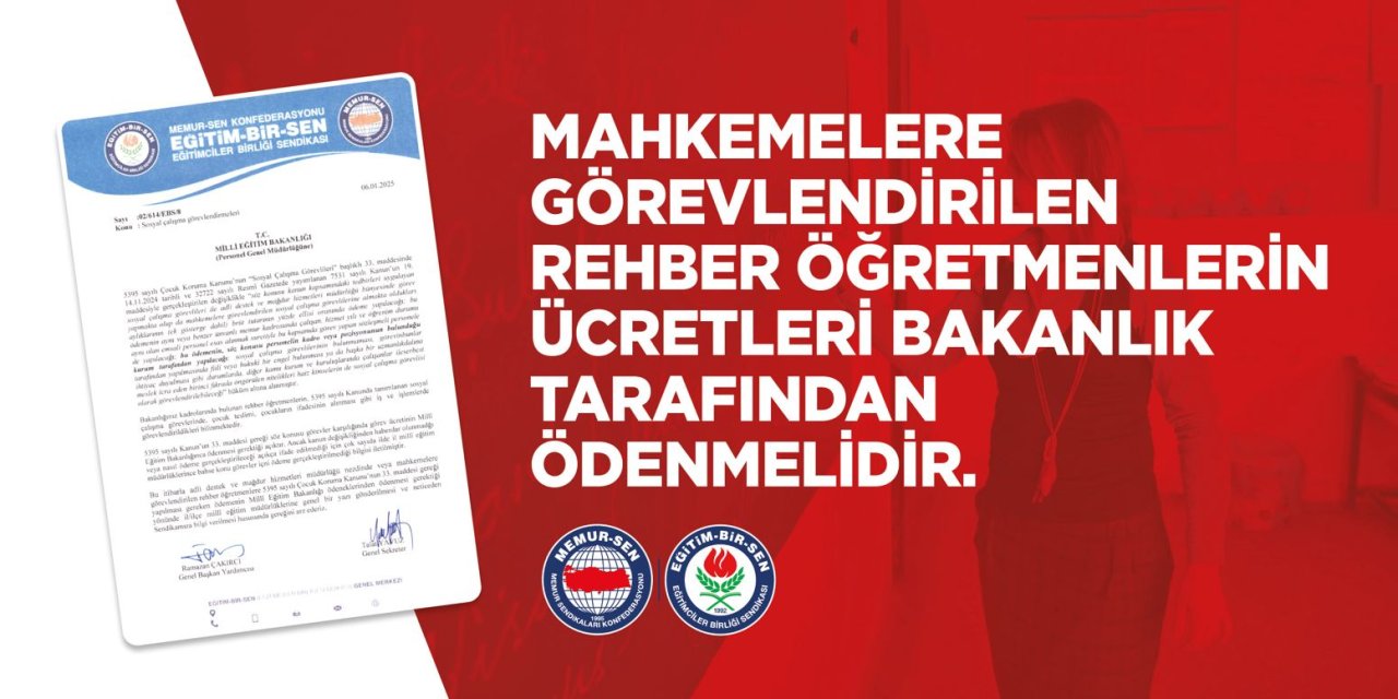 Mahkemelere görevlendirilen rehber öğretmenlere ücretleri ödenmelidir