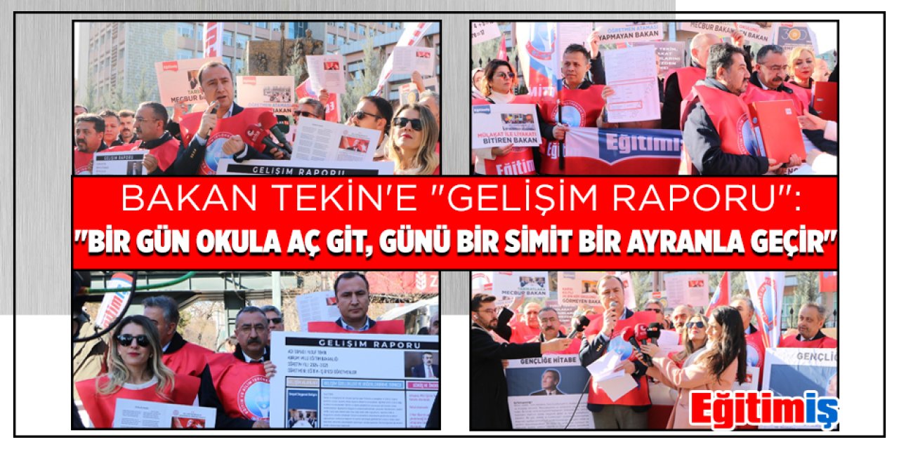 Bakan Tekin'e gelişim raporu: Bir gün okula aç git, Suyu musluktan iç!