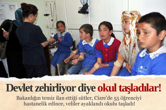 Cizre'de 55 öğrenci 'süt'ten hastanelik