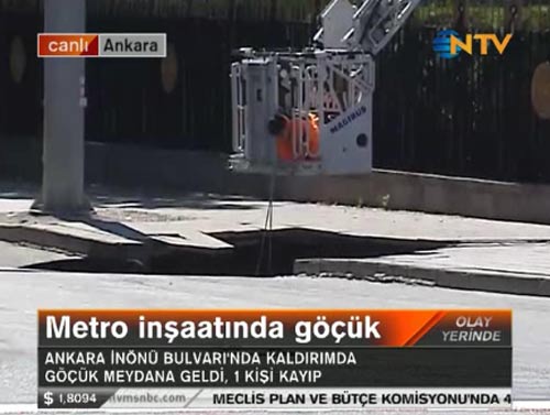 Ankara'da kaldırım bir kişiyi yuttu!