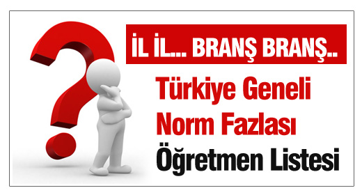 Türkiye Geneli Norm Fazlası Öğretmen Listesi