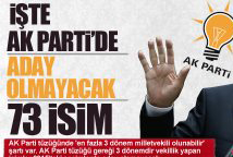 AK Parti'de aday olamayacak 73 isim