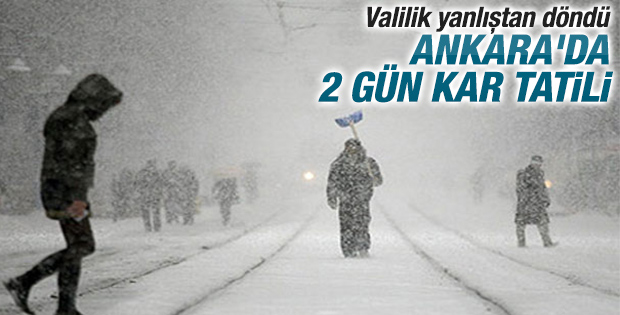Ankara'da okullar 2 gün tatil