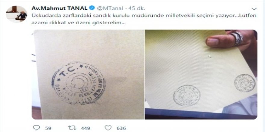 CHP'li Tanal: Zarflarda milletvekili seçimi yazıyor